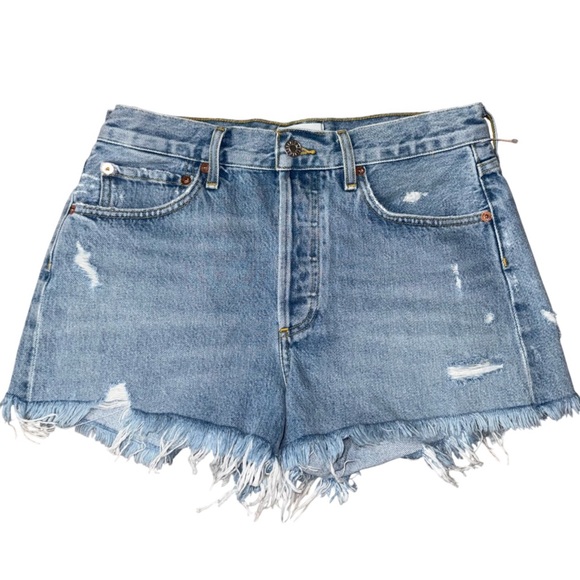 Agolde Pants - AGOLDE  Parker Vintage Frayed-Hem Denim Shorts